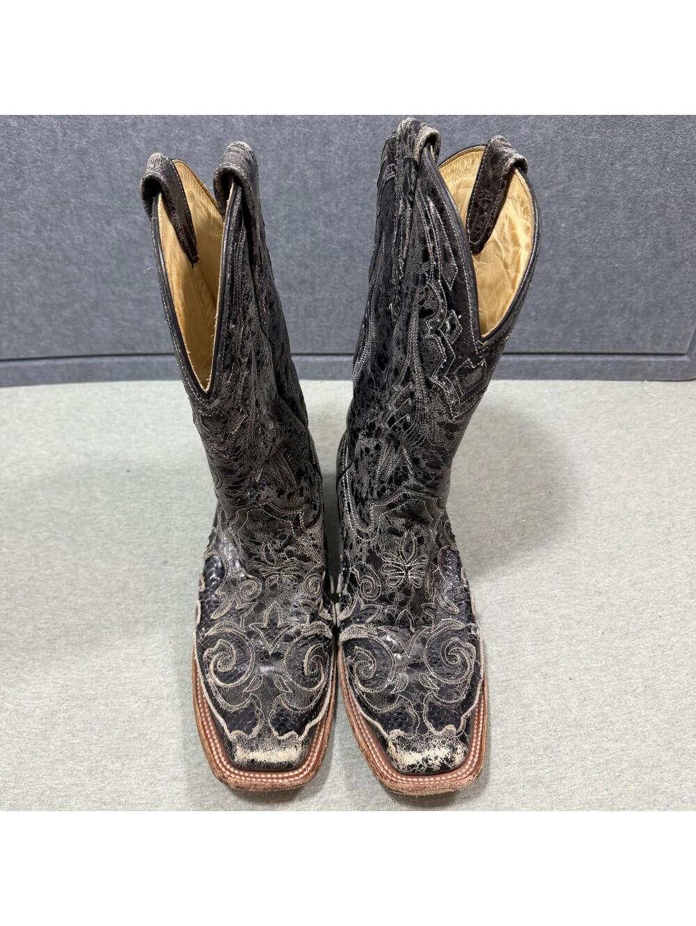 Corral Vintage Boots Western Cowgirl Embroidered Leather Gray Womens Size 10M - Picture 2 of 10